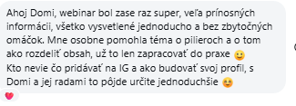 Spätná väzba účastníčky 1